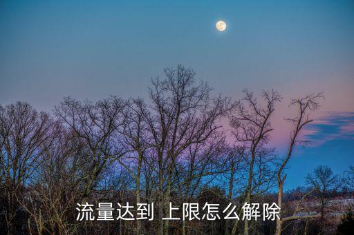  流量達(dá)到 上限怎么解除