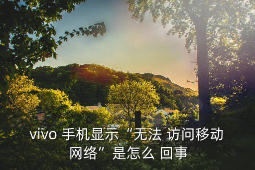 vivo 手機顯示“無法 訪問移動 網(wǎng)絡”是怎么 回事