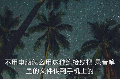 不用電腦怎么用這種連接線把 錄音筆里的文件傳到手機上的