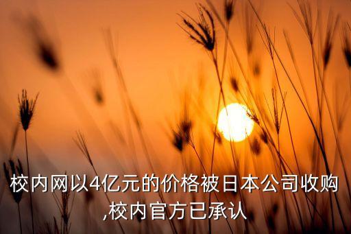 校內(nèi)網(wǎng)以4億元的價(jià)格被日本公司收購(gòu),校內(nèi)官方已承認(rèn)