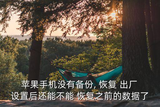  蘋果手機(jī)沒有備份, 恢復(fù) 出廠 設(shè)置后還能不能 恢復(fù)之前的數(shù)據(jù)了