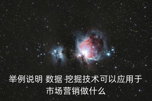 舉例說明 數(shù)據(jù) 挖掘技術(shù)可以應(yīng)用于市場營銷做什么