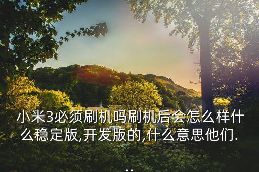  小米3必須刷機(jī)嗎刷機(jī)后會怎么樣什么穩(wěn)定版,開發(fā)版的,什么意思他們...