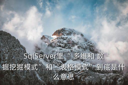 SqlServer里“ 多維和 數(shù)據(jù)挖掘模式”和“表格模式”到底是什么意思