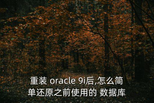 重裝 oracle 9i后,怎么簡單還原之前使用的 數(shù)據(jù)庫