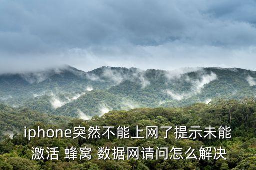 iphone突然不能上網(wǎng)了提示未能 激活 蜂窩 數(shù)據(jù)網(wǎng)請問怎么解決