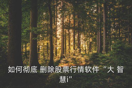 如何徹底 刪除股票行情軟件“大 智慧i”