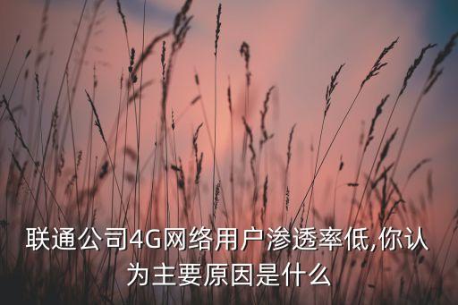 聯(lián)通公司4G網(wǎng)絡用戶滲透率低,你認為主要原因是什么