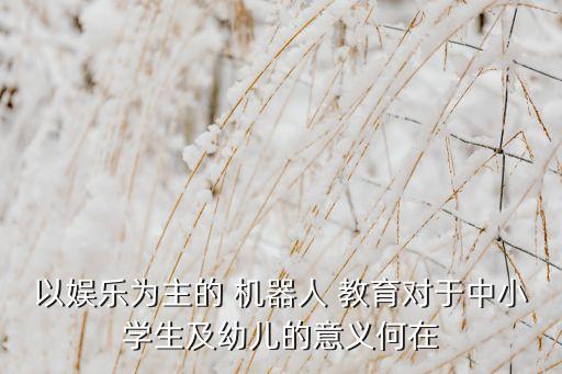 以?shī)蕵?lè)為主的 機(jī)器人 教育對(duì)于中小學(xué)生及幼兒的意義何在