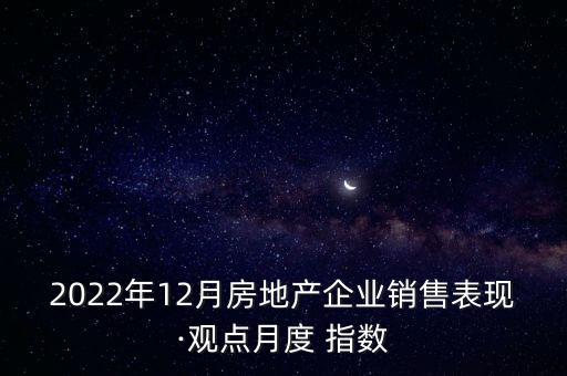 2022年12月房地產(chǎn)企業(yè)銷售表現(xiàn)·觀點(diǎn)月度 指數(shù)