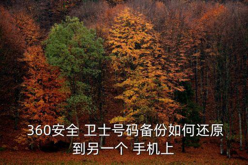  360安全 衛(wèi)士號(hào)碼備份如何還原到另一個(gè) 手機(jī)上