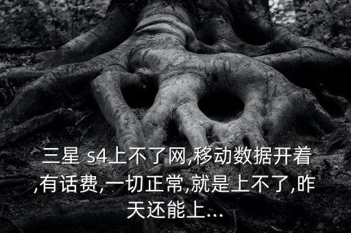  三星 s4上不了網(wǎng),移動(dòng)數(shù)據(jù)開著,有話費(fèi),一切正常,就是上不了,昨天還能上...