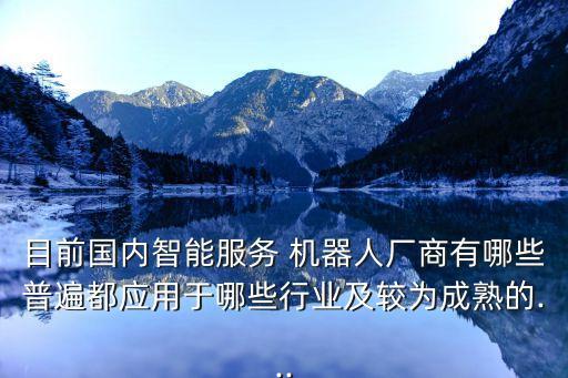目前國內智能服務 機器人廠商有哪些普遍都應用于哪些行業(yè)及較為成熟的...