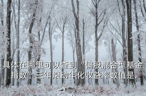 具體在哪里可以查到“偏股混合型基金 指數(shù)”三年滾動(dòng)年化收益率數(shù)值是...
