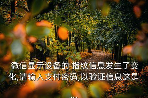  微信顯示設備的 指紋信息發(fā)生了變化,請輸入支付密碼,以驗證信息這是...