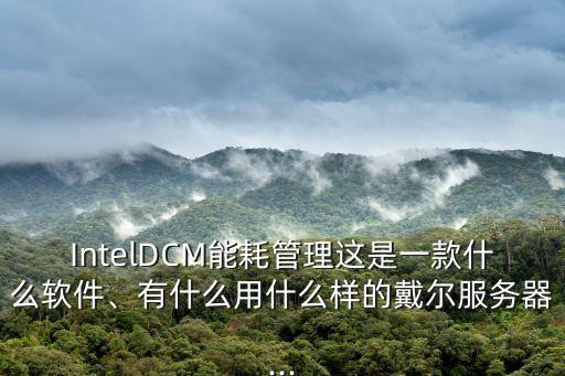 IntelDCM能耗管理這是一款什么軟件、有什么用什么樣的戴爾服務(wù)器...