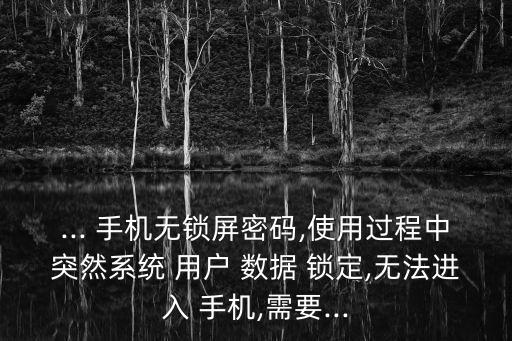 ... 手機(jī)無(wú)鎖屏密碼,使用過(guò)程中突然系統(tǒng) 用戶 數(shù)據(jù) 鎖定,無(wú)法進(jìn)入 手機(jī),需要...