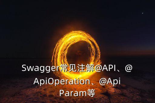 Swagger常見注解@API、@ApiOperation、@ApiParam等