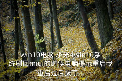 win10電腦 小米4win10系統(tǒng)刷回miui的時候電腦提示重啟我重啟過后拔了...