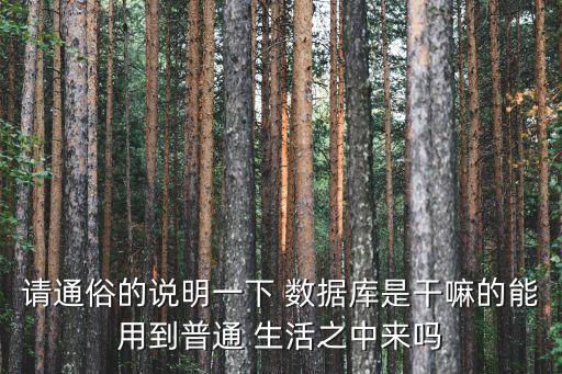 請通俗的說明一下 數(shù)據(jù)庫是干嘛的能用到普通 生活之中來嗎