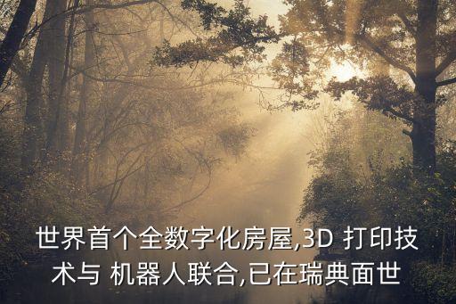 世界首個全數(shù)字化房屋,3D 打印技術(shù)與 機器人聯(lián)合,已在瑞典面世