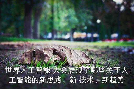 世界人工智能 大會(huì)展現(xiàn)了哪些關(guān)于人工智能的新思路、新 技術(shù)、新趨勢(shì)