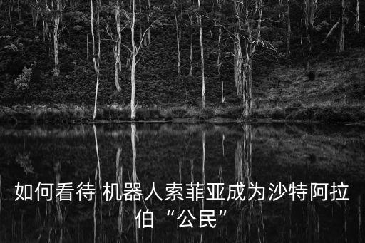 如何看待 機(jī)器人索菲亞成為沙特阿拉伯“公民”