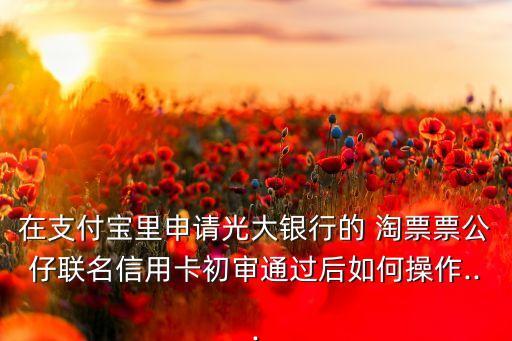 在支付寶里申請光大銀行的 淘票票公仔聯(lián)名信用卡初審?fù)ㄟ^后如何操作...
