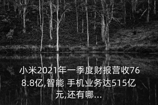  小米2021年一季度財報營收768.8億,智能 手機業(yè)務達515億元,還有哪...