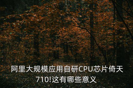  阿里大規(guī)模應(yīng)用自研CPU芯片倚天710!這有哪些意義