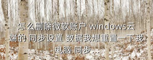 怎么刪除微軟賬戶 windows云端的 同步設置 數(shù)據(jù)我想重置一下我電腦 同步...