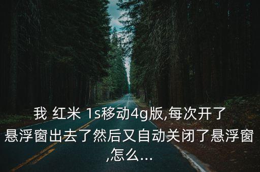 我 紅米 1s移動(dòng)4g版,每次開(kāi)了懸浮窗出去了然后又自動(dòng)關(guān)閉了懸浮窗,怎么...
