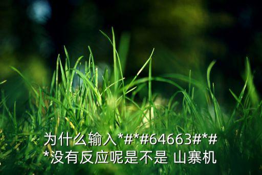 為什么輸入*#*#64663#*#*沒(méi)有反應(yīng)呢是不是 山寨機(jī)