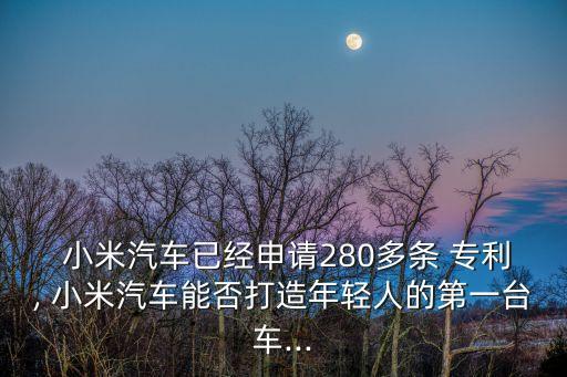 小米汽車已經(jīng)申請280多條 專利, 小米汽車能否打造年輕人的第一臺車...