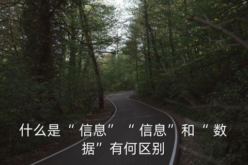 什么是“ 信息”“ 信息”和“ 數(shù)據(jù)”有何區(qū)別