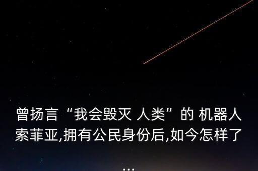 曾揚言“我會毀滅 人類”的 機器人索菲亞,擁有公民身份后,如今怎樣了...