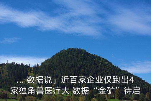 ... 數(shù)據(jù)說」近百家企業(yè)僅跑出4家獨角獸醫(yī)療大 數(shù)據(jù)“金礦”待啟