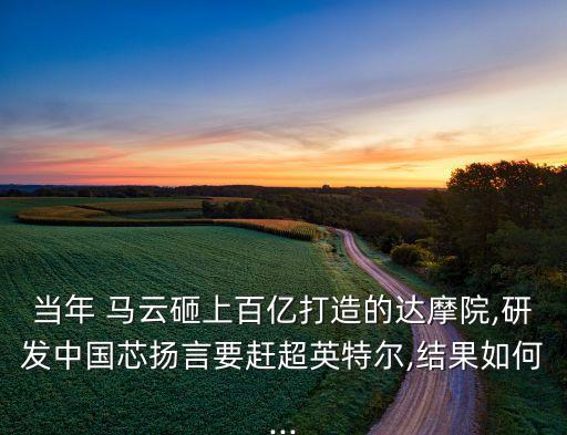 當(dāng)年 馬云砸上百億打造的達(dá)摩院,研發(fā)中國芯揚(yáng)言要趕超英特爾,結(jié)果如何...