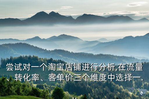 嘗試對一個淘寶店鋪進行分析,在流量、轉(zhuǎn)化率、客單價三個維度中選擇一...