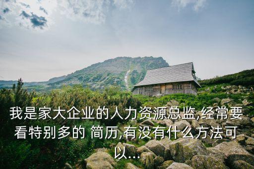 我是家大企業(yè)的人力資源總監(jiān),經(jīng)常要看特別多的 簡歷,有沒有什么方法可以...