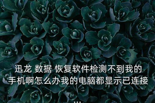  迅龍 數(shù)據(jù) 恢復(fù)軟件檢測(cè)不到我的 手機(jī)啊怎么辦我的電腦都顯示已連接...