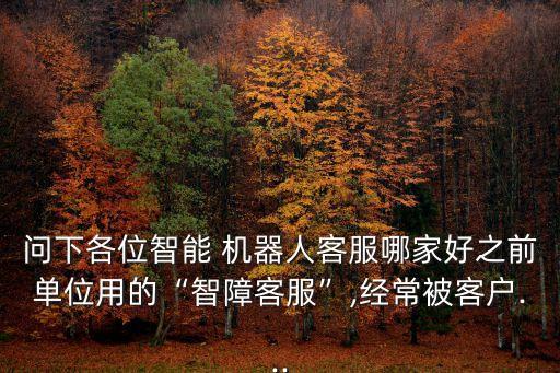 問下各位智能 機器人客服哪家好之前單位用的“智障客服”,經(jīng)常被客戶...