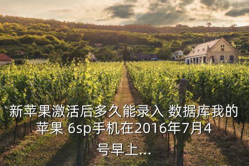 新蘋果激活后多久能錄入 數(shù)據(jù)庫(kù)我的蘋果 6sp手機(jī)在2016年7月4號(hào)早上...