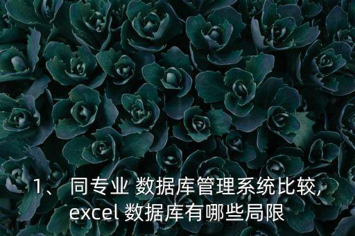 1、 同專業(yè) 數(shù)據(jù)庫管理系統(tǒng)比較,excel 數(shù)據(jù)庫有哪些局限