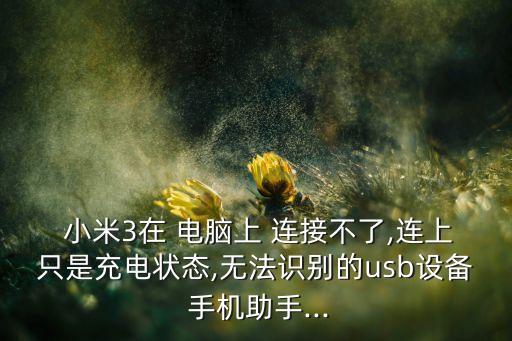  小米3在 電腦上 連接不了,連上只是充電狀態(tài),無(wú)法識(shí)別的usb設(shè)備 手機(jī)助手...