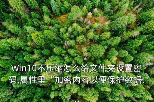Win10不壓縮怎么給文件夾設置密碼,屬性里“加密內(nèi)容以便保護數(shù)據(jù)...