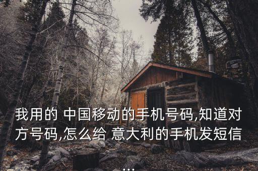 我用的 中國移動的手機號碼,知道對方號碼,怎么給 意大利的手機發(fā)短信...