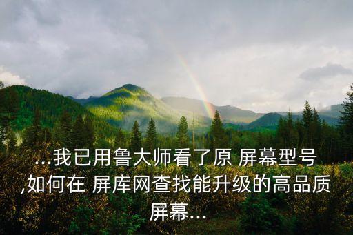 ...我已用魯大師看了原 屏幕型號(hào),如何在 屏庫網(wǎng)查找能升級的高品質(zhì) 屏幕...