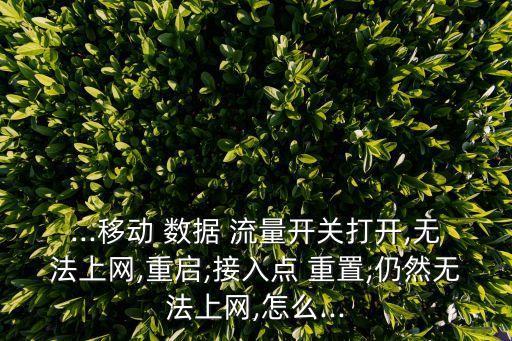 ...移動 數(shù)據(jù) 流量開關(guān)打開,無法上網(wǎng),重啟,接入點(diǎn) 重置,仍然無法上網(wǎng),怎么...