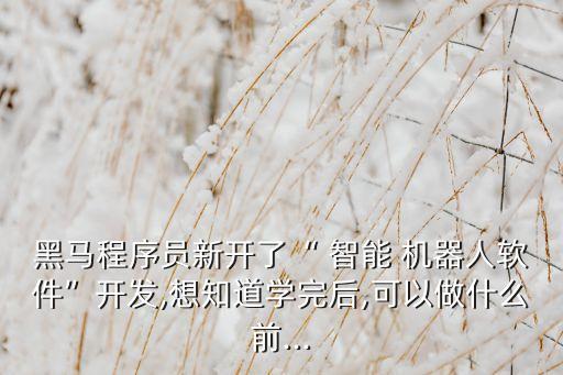 黑馬程序員新開了“ 智能 機(jī)器人軟件”開發(fā),想知道學(xué)完后,可以做什么前...